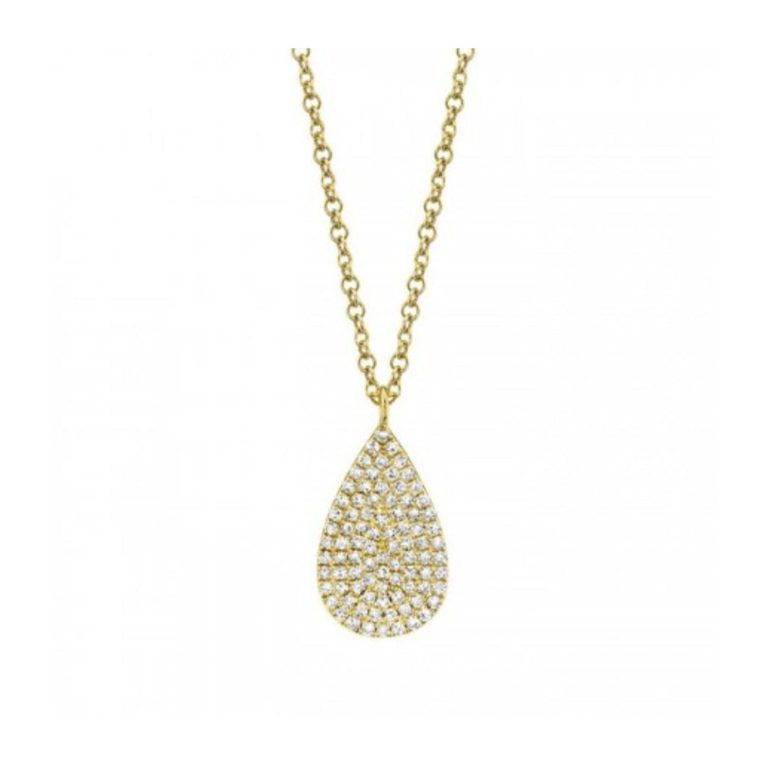 Diamond Drop Necklace featuring 0.19cts of diamonds in 14K Yellow Gold on an adjustable 18" chain with clasp closur