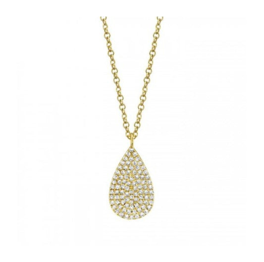 Diamond Drop Necklace featuring 0.19cts of diamonds in 14K Yellow Gold on an adjustable 18" chain with clasp closur