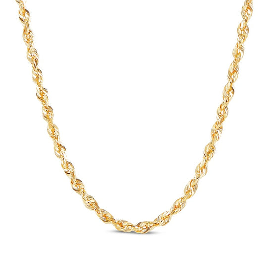 Solid Glitter Rope Chain Necklace 1.6mm 10K Yellow Gold 20"